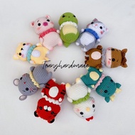 12 zodiac animal wool keychains, handmade crochet stuffed animals