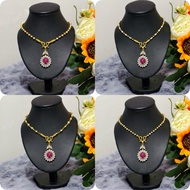 Necklace 2 Kings With Pink Gem Pendant Size 3 Mm. Length 18 Inches 20 24