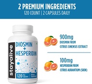 STAY ALIVE Diosmin Hesperidin 1000mg Complex 120 Count Citrus Bioflavonoids Rich Fruit Extract 2 Mon