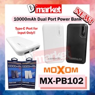 Moxom MX-PB102 10000mAh Dual Port Power Bank 2.4A Portable Powerbank MXPB102 PB102 Bank Kuasa