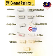 1pcs 5W Cement Resistor 0.1J 0.2J 0.22J 0.33J 0.47J 0.68J 0.7J 1J 1.5J 1.8J