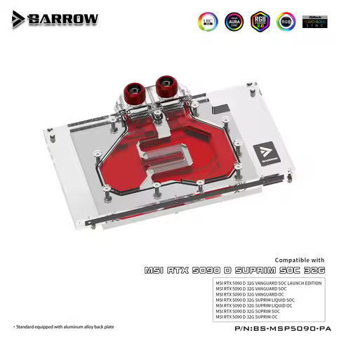 Barrow GPU Water Block Use for MSI RTX 5090 D 32G GAMING / SUPRIM / VANGUARD SOC LAUNCH Edition Vide