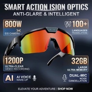 2026 800W Smart Cycling Glasses Wireless Call AI Conversation AI Voice Assistant 8MP HD Camera Anti-