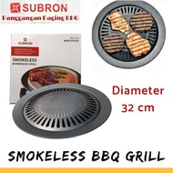 Bbq Grill 32cm Non-Stick Barbecue Grill Pan Round Smokeless Grill