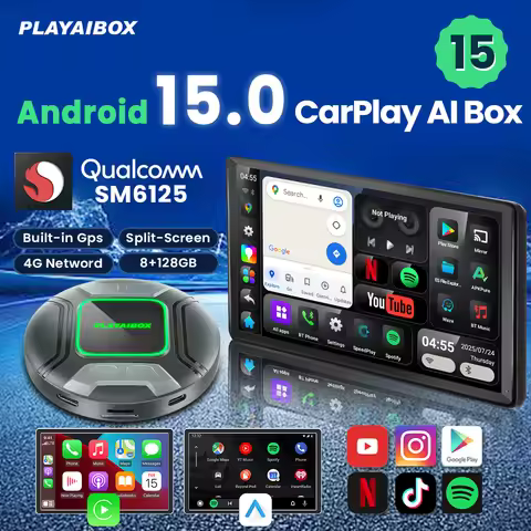Android 15 CarPlay Ai Box Wireless Android Auto 8GB+128GB Built-in Gps For Youtube Netflix For MG GT