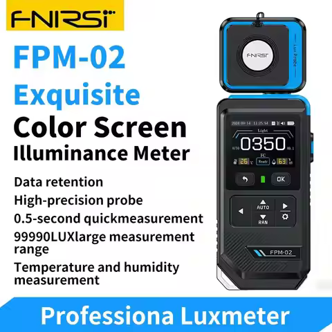 FNIRSI FPM-02 Professiona Luxmeter High Precision Illuminance Tester 3-IN-1 Temperature & Humidity M