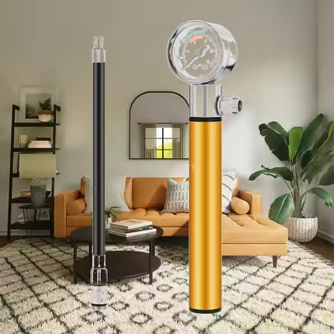 Mini Bike Pump with Gauge Air Hand Pump Repair Tools Smart Valve Head Portable Frame Pump for Footba