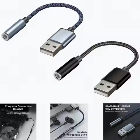USB To 3.5mm Jack Audio Adapter USB-A To 3.5mm TRRS USB To Audio Jack Adapter Headset External Stere
