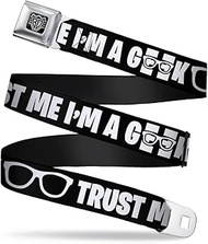 Seatbelt Belt - I'M A GEEK/Glasses Black/White - 1.0" Wide - 20-36 Inches in Length