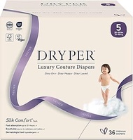 DRYPER Baby Nappies - Size 5 (13-18kg / 28-39 lbs), 6 x 6 Nappies (36 Total), Pure Natural Cotton, U