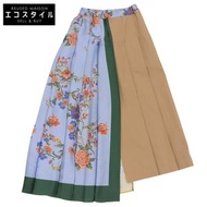 二手max Mara Weekend 圍巾圖案褶襉半身裙，米色和多色，顏色36 (24251060116)。