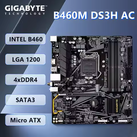 100% Tested Gigabyte B460M DS3H AC Motherboard Supports LGA 1200 i9-10900K i7-10700K CPU,Intel B460 