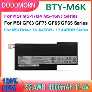 ๑DODOMORN BTY-M6K Laptop Battery For MSI MS-17B4 MS-16K3 / GF63 Thin 8RC / 8RD / 9SC / GF75 Thin ღ☆