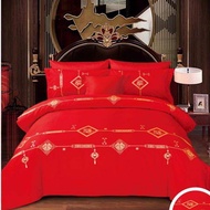 Sprei Katun Jepang Motif Xuangsi Imlek Chinese Wedding Naga Merah Custom Size Murah