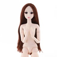 60CM BJD Doll With 20Movable Joints And 4D Simulated Eyelashes 13 Mid-length Wig Female Fashion Modification Body Girl Nude Toy
