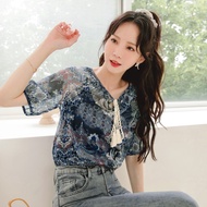 Ob Design Women Casual Boho Two Piece Gypsy Batik Ethnic Short Sleeve Blouse Top Plus Size