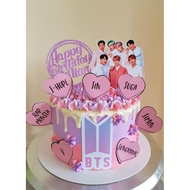 ✿Customized BTS Cake Topper with Litter Cake Topper Included (Set of 10)