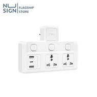 Nusign ปลั๊กแปลง ปลั๊กไฟ อแดปเตอร์ USB ชาร์จเร็ว MAX 10A 2500W ทนร้อนได้ 750องศา Universal Adapter