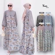 Gamis Dress Muslim Motif Bunga / Maxi Dress / Dress Muslim Yum by Nara