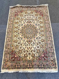 "Exquisite Isfahan Flower Design Persian Carpet - 4x6 ft Soft and Silky Long Pile Hand-Knotted Fine