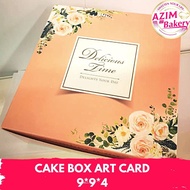 Cake Box Art Card (3pcs) 9x9x4 Kotak Kek Bercorak | Kotak Kek Bunga | Kek Box Art | Kotak Kek by Azi