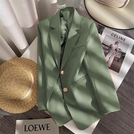 Suit top woman Spring and Autumn Green short suit jacket Korean version soft breathable high sense blazer women