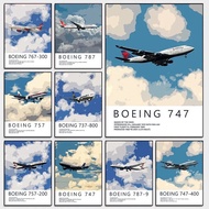 Aircraft Poster Boeing 777/747/787 Fighter Aviation Print Decoration,No Frame Canvas Painting Gift Q