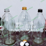 BOTOL KACA POLOS 1LITER BOTOL KACA BENING 1000ML BOTOL APEL TUTUP SENG