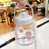 1100ml Clear Water Bottles with Straw & Strap & Sticker Portable Modern Water Jug Cute Water Bottle