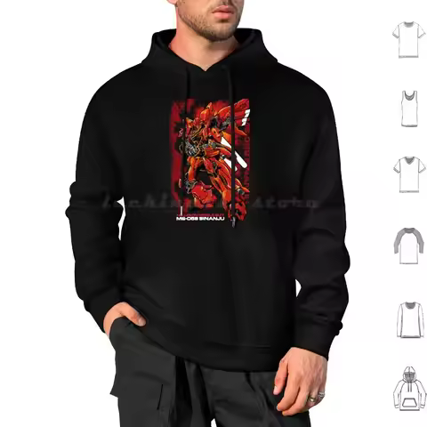 Sinanju Hoodies Long Sleeve Char Aznable Giant Robot Gunpla Japan Japanese Manga Mecha Mobile Suit R