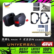 SET KOMBO KOTAK/BOX TEPI GIVI E22N SIDE CASES + GIVI UNIVERSAL SBL SIDEBAG HOLDER
