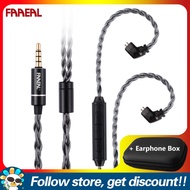 ชุดหูฟัง FAAEAL สายทดแทนเพิ่มกล่องเก็บของสี่เหลี่ยม PU 4เส้นสาย OCC ชุบเงินพร้อมไมโครโฟนสำหรับ TRN C