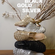 166-13 Open-Toe Slip-On High Heels Crochet Net It Is Airy. Curved Heel (Height 5cm)
