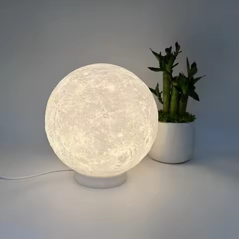 3D Printed Moon Lamp, 18cm Diameter, 3-Color Dimmable Moon Night Light, USB Powered Atmosphere Light
