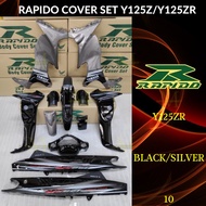 RAPIDO BODY COVER SET Y125ZR/125ZR (10) BLACK/SILVER (STICKER TANAM/AIRBRUSH) Y125ZR/125ZR COVER SET