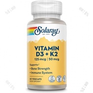 SOLARAY Vitamin D3 K2, K2 D3 Vitamin  for Calcium Absorption,  Strength, Cardiovascular & Immune Fun
