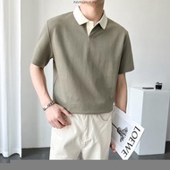 【Ready Stock】Men's T shirt Short Sleeve Korean style Slim Fit collar t shirt men casual polo shirt b
