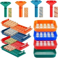 4 Sets Coin Sorter and Coin Wrappers Wrap Coin Counter Tubes Assorted Quick Sort Coin Trays Coin Storage Organizer Tray Coin Rolls Wrappers Color Coded Trays for Quarters, Dimes, and Penny