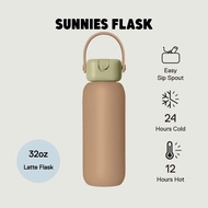 Sunnies Flask 32oz Robo Flask in Latte (Insulated Sip Straw Water Tumbler for Hot and Cold)