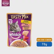 【Whiskas偉嘉】什錦珍味妙鮮包 雞肉、鮪魚及紅蘿蔔湯 70g*28入 寵物/貓罐頭/貓食