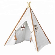 Children Cotton Canvas Teepee toy tent with Wooden Poles
