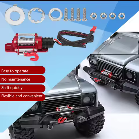 RC Crawler Winch 1/10 Scale RC Model Vehicle Crawler Car Accessory Metal Winch With Remote Controlle