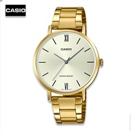 Velashop นาฬิกาข้อมือผู้หญิง Casio Standard  สายสแตนเลส สีทอง รุ่น LTP-VT01G-9BUDF,LTP-VT01G-9B,LTP-VT01G