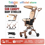 BEIGE Stroller For Baby Folding Travel Stroller for Baby Lightweight Portable Baby Stroller 2-way