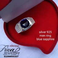 cincin lelaki silver 925 permata biru, cincin lelaki permata biru perak925, silver 925 men ring blue