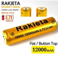 Rechargeable Battery 12000mAh  RAKIETA 18650 3.7V Flat Top / Button Top Rechargeable Battery 12000ma