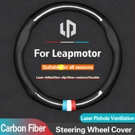 Carbon Fiber Textured Steering Wheel Cover For Leapmotor B01 B05 B10 C10 T03 Anti-slip Wear-Resistan