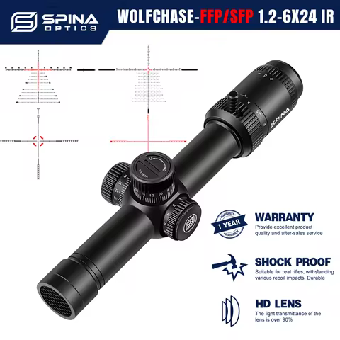 SPINA OPTICS WolfChase LPVO 1.2-6x24 FFP/SFP Hunting Rifle Scope Sight Red Dot CQB PCP Carbine AR15 