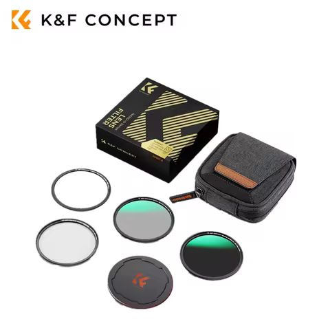 K&F CONCEPT 5Pcs Magnetic Filter Kit CPL ND8 ND64 + Magnetic Ring + Lens Cap, 49/52/55/58/62/67/72/7