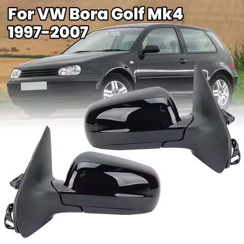 5 Pins Door Side Mirror Assembly For Volkswagen Golf MK4 1997-2007 Glossy Black Blue Lens Heated Win